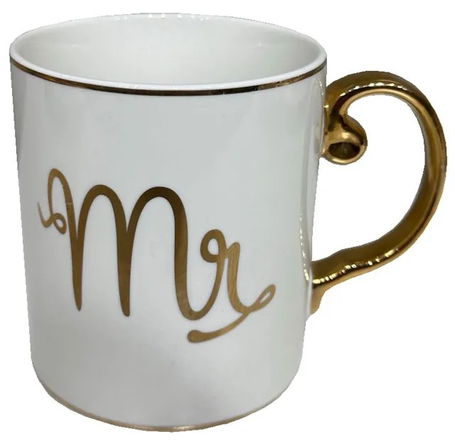 MR LOVE ΚΟΥΠΑ NEW BONE CHINA ΛΕΥΚΟ ΧΡΥΣΟ D8xH9cm - 028842 - 028842