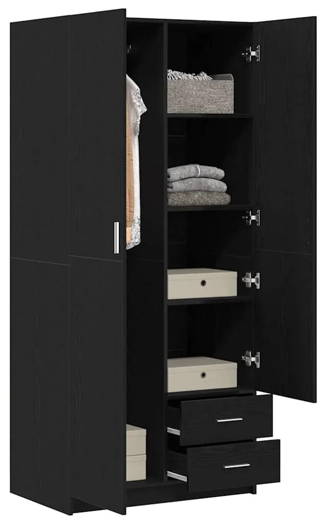 vidaXL Ντουλάπι Μαύρη Οξυά 80 x 52 x 180 εκ Επεξεργασμένο ξύλο