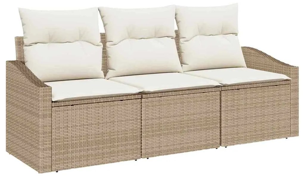 vidaXL Σετ Καναπέ Κήπου 3 pcs Μπεζ Πολυ ράταν