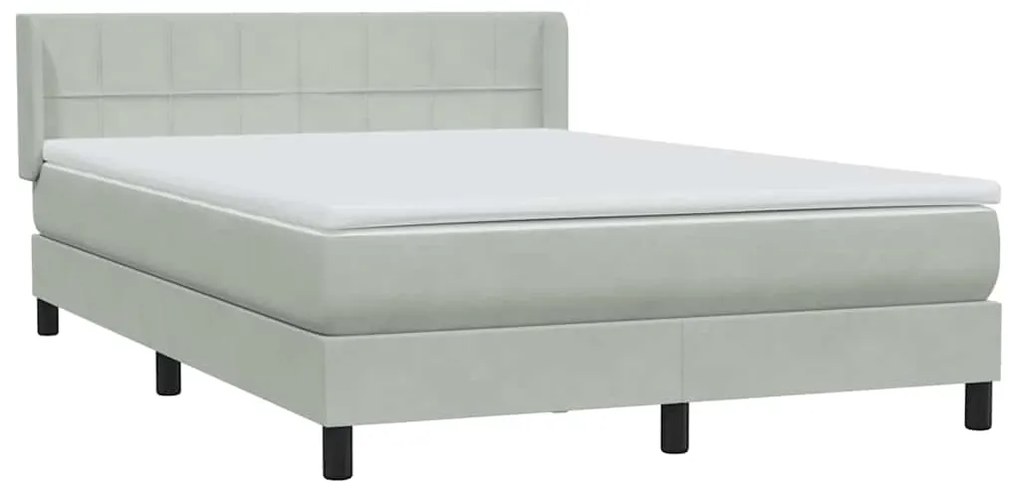 Κρεβάτι Boxspring με Στρώμα Ανοιχτό Γκρι 160x210 εκ. Βελούδινο - Γκρι