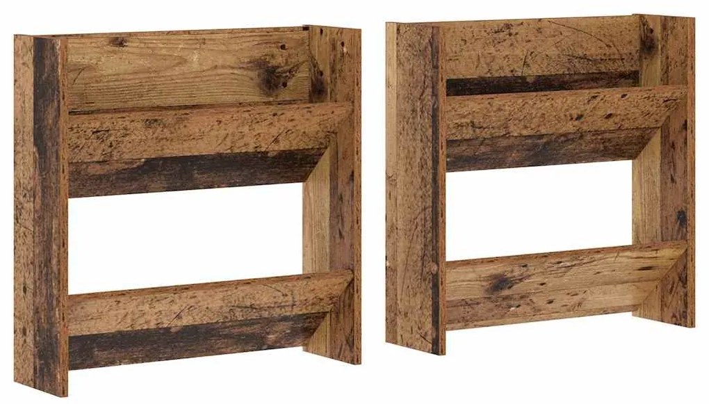 vidaXL Ντουλάπες παπουτσιών τοίχου 2 pcs Παλιό ξύλο 60 x 18 x 60 εκ