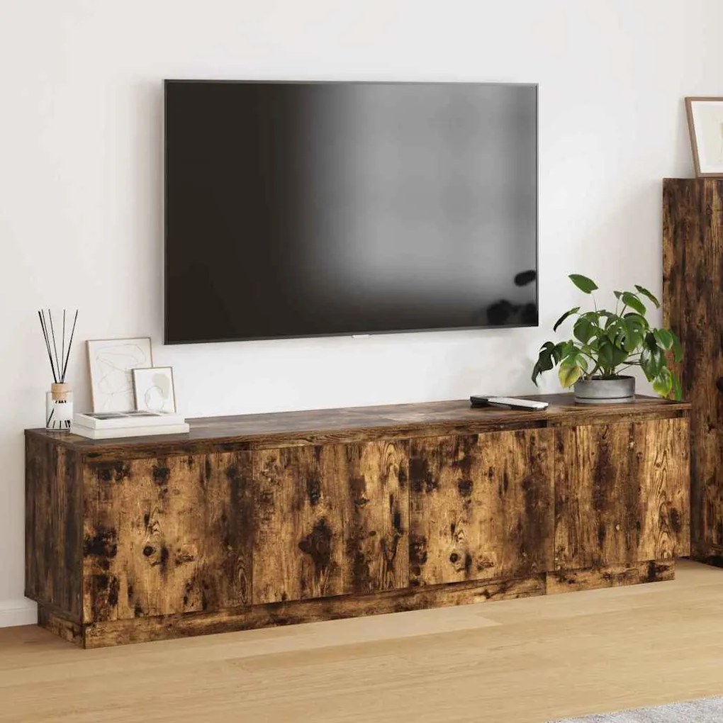 vidaXL Βιτρίνα τηλεόρασης με LED Καπνιστή δρυς 180 x 38 x 49 εκ