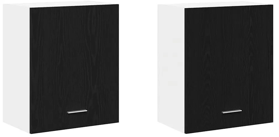 vidaXL Κρεμαστό ντουλάπι με ράφι Lyon 2 pcs Μαύρη Οξυά 50 x 31 x 60 εκ