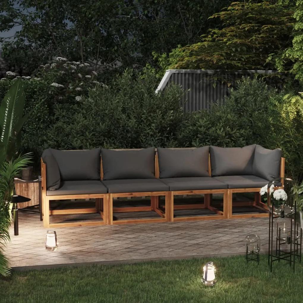 3057608 3057608 vidaXL 4-Seater Garden Sofa with Cushion Solid Acacia Wood (2x311856) Γκρι, 1 Τεμάχιο