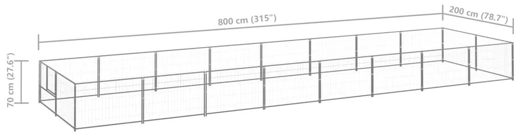 vidaXL Σπιτάκι Σκύλου Ασημί 16 μ² Ατσάλινο