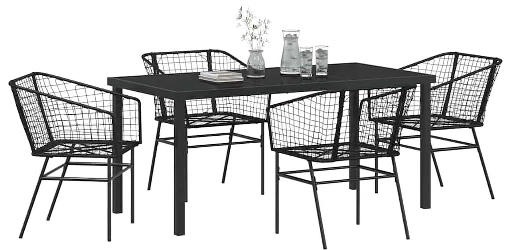 vidaXL Σέτ φαγητού για κήπο 5 pcs Μαύρο συνθετικό ρατάν