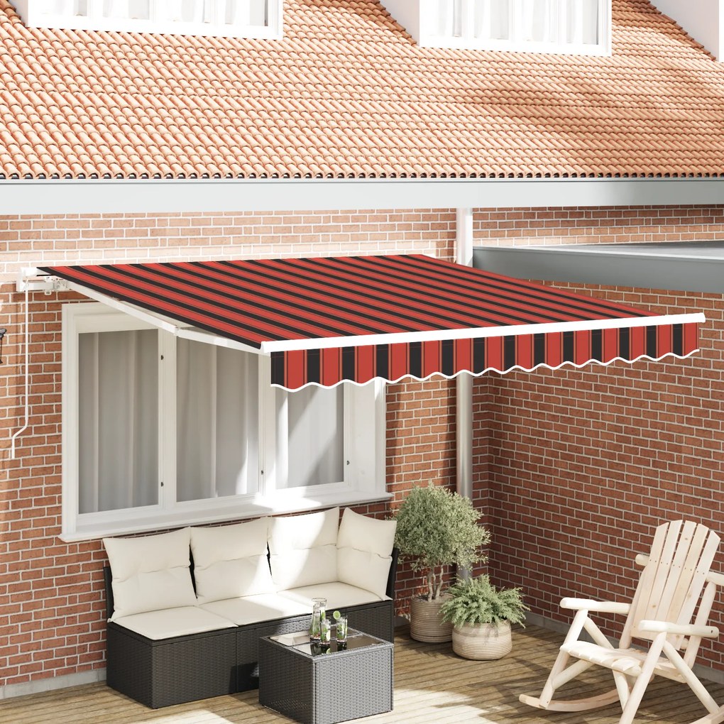 vidaXL Manual Retractable Awning Κόκκινη και Καφετιά 300x250 cm