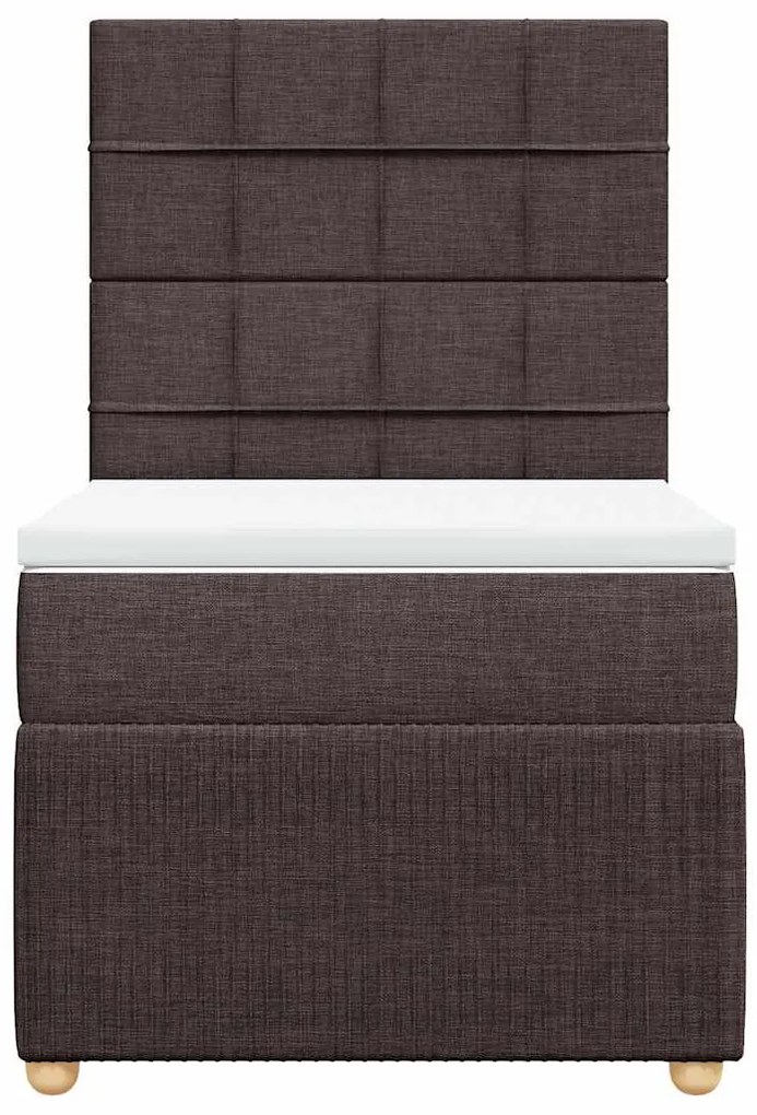 vidaXL Κρεβάτι Boxspring με Στρώμα Σκούρο Καφέ 90x200 εκ. Υφασμάτινο