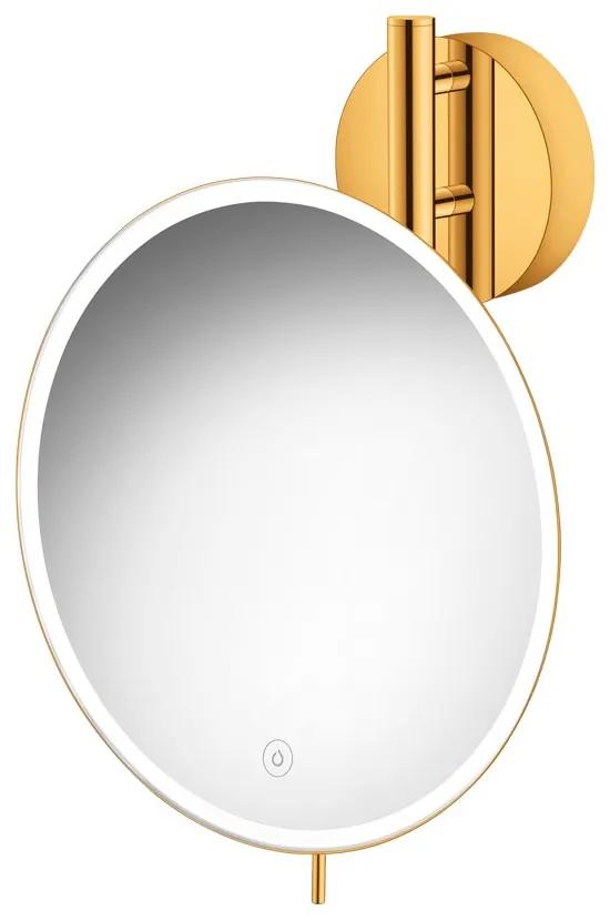 Καθρέπτης Μεγεθυντικός Led 5w IP44 Επιτοίχιος Ø25 εκ. Μεγέθυνση x5 Gold 24K Sanco Mirrors MRLED-764-A05