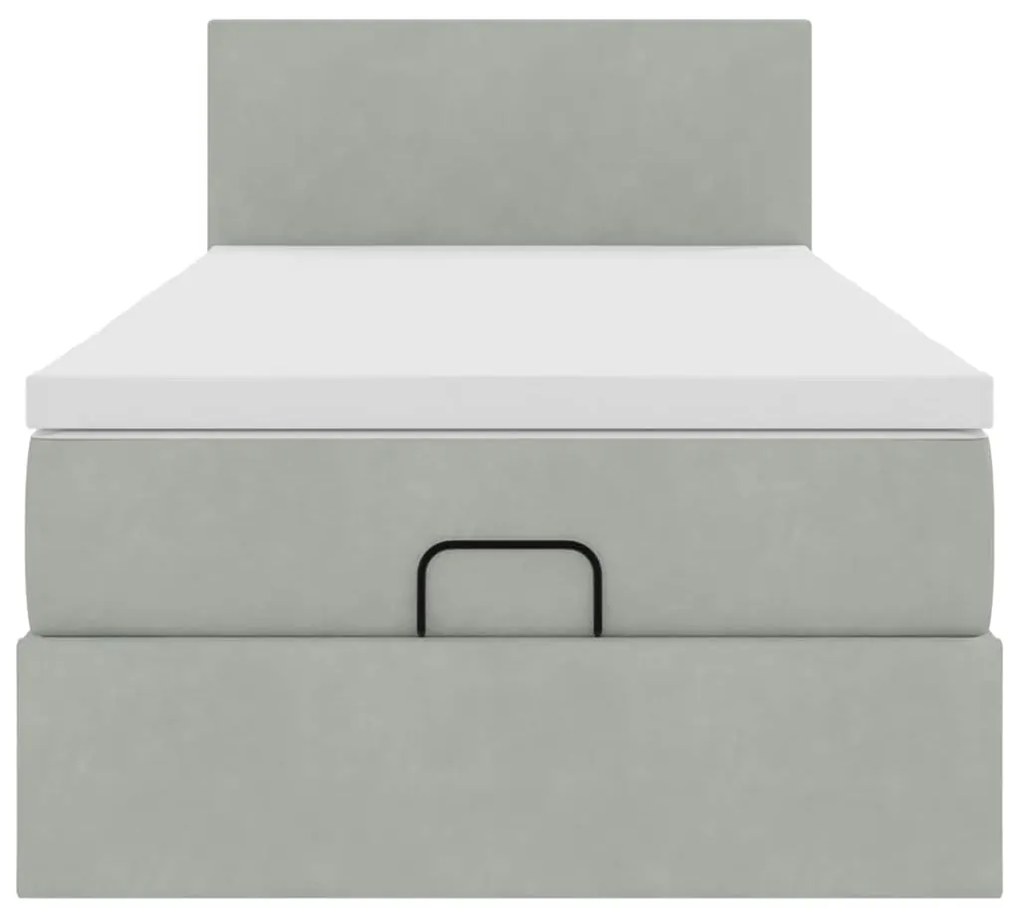 Οθωμανικό κρεβάτι με στρώμα&amp;LEDs Ανοιχτό γκρι 90x190cm Βελούδο 3312518