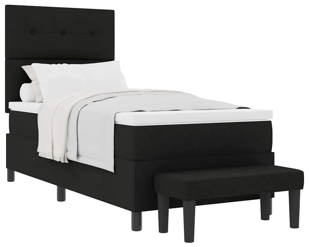 vidaXL Κρεβάτι με ελατήρια με στρώμα Μαύρο 100 x 200 cm ύφασμα