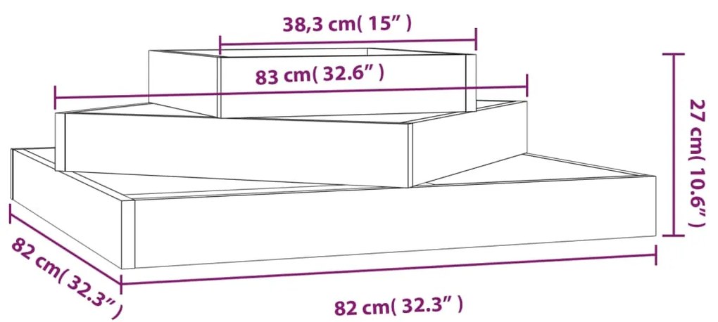 vidaXL Ζαρντινιέρα 83 x 83 x 27 εκ. από Μασίφ Ξύλο Πεύκου