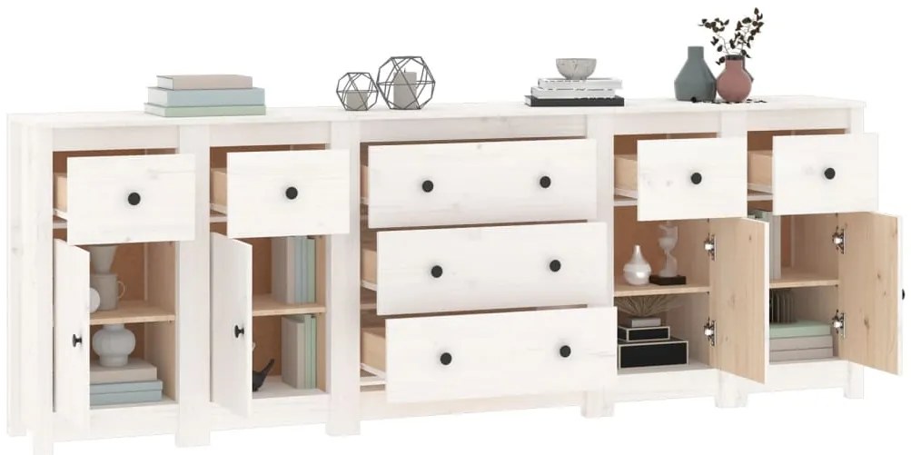 vidaXL Ντουλάπι Λευκό 230 x 35 x 80 εκ. από Μασίφ Ξύλο Πεύκου