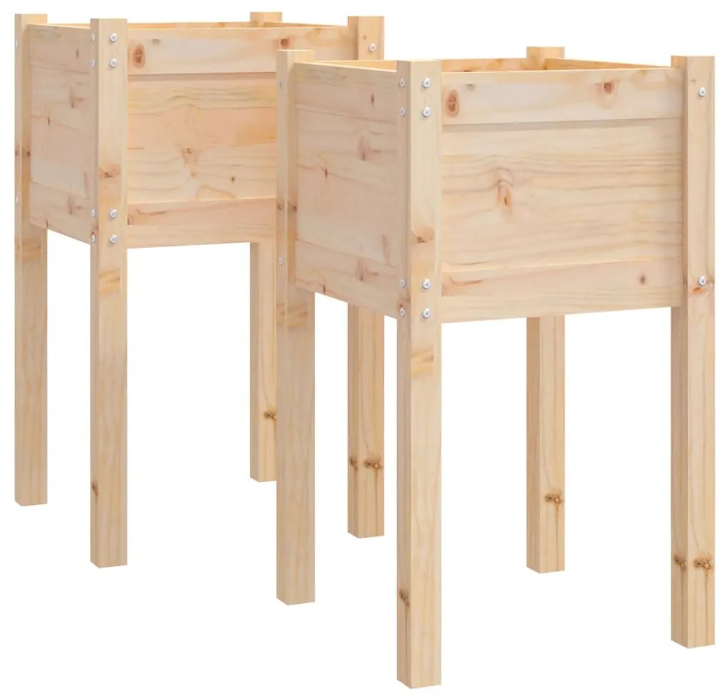 vidaXL Ζαρντινιέρες 2 τεμ. 40 x 40 x 70 εκ. από Μασίφ Ξύλο Πεύκου