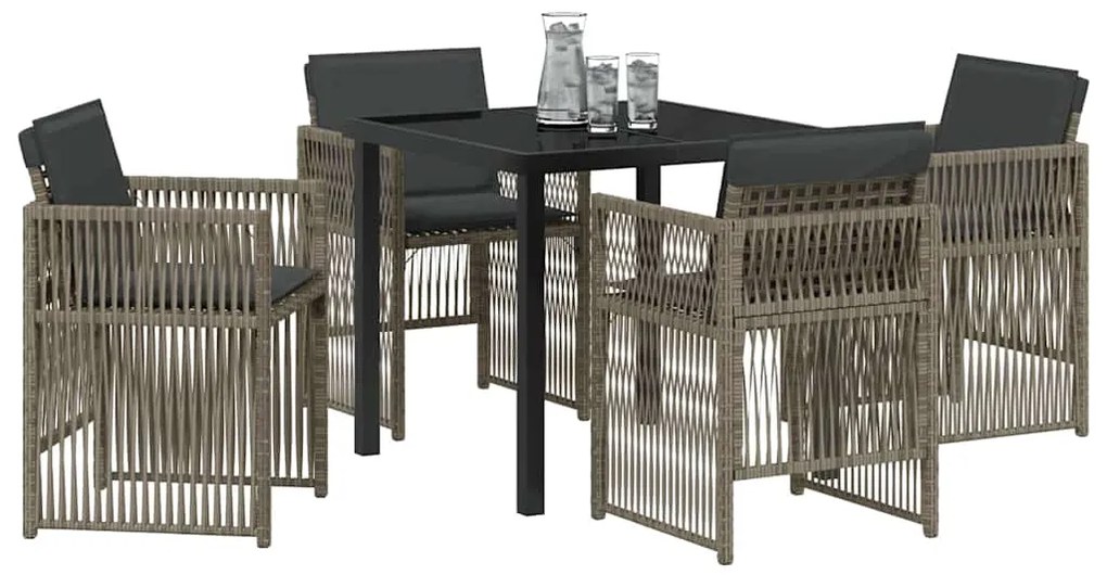 vidaXL Σέτ φαγητού για κήπο 5 pcs Γκρι Πολυ ράταν
