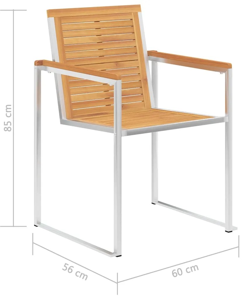vidaXL Καρέκλες Κήπου 4 τεμ. από Μασίφ Ξύλο Teak/Ανοξείδωτο Ατσάλι