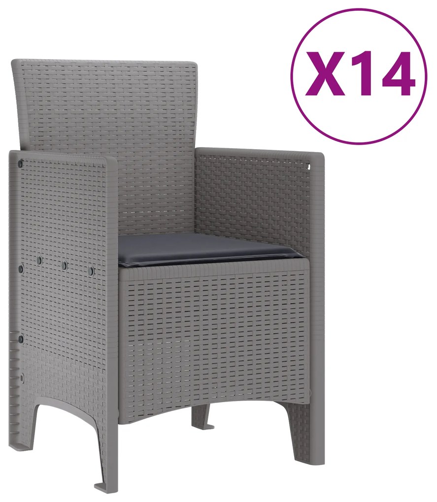 vidaXL Σετ Τραπεζαρίας Κήπου 15 pcs Ανοιχτό γκρι 14 θέσεων