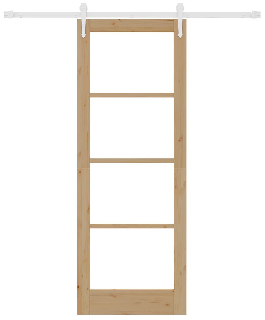 vidaXL Συρόμενη Πόρτα με Εξαρτήματα 78x211 cm Μασίφ Ξύλο Πεύκο