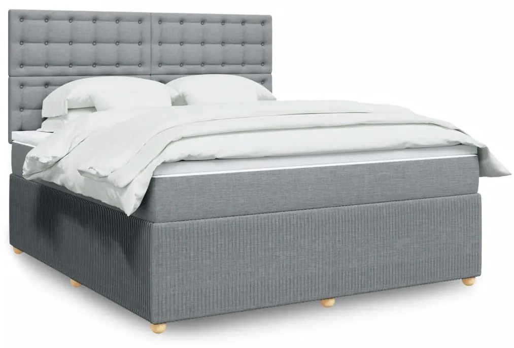 Κρεβάτι Boxspring με Στρώμα Ανοιχτό Γκρι 180x200 εκ. Υφασμάτινο