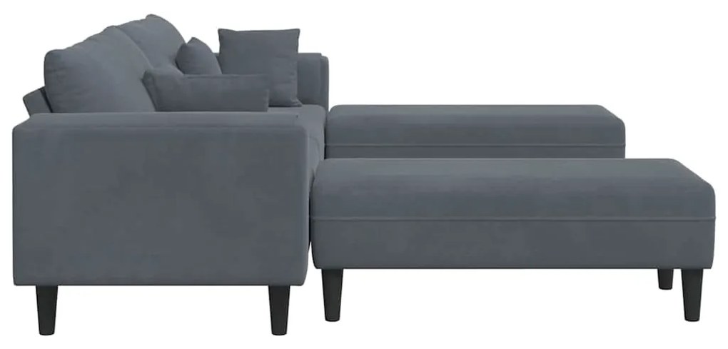 vidaXL Βελούδινος καναπές 3 pcs Σκούρο Γκρι 208 εκ. Βελούδο