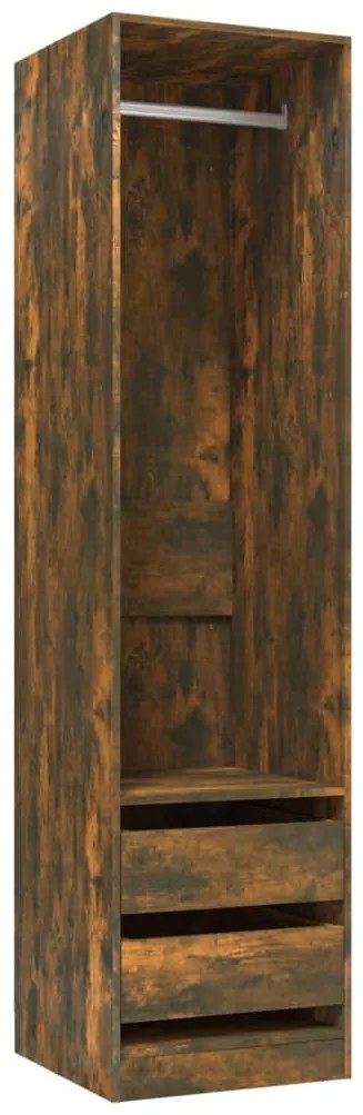 vidaXL Ντουλάπα με Συρτάρια Καπνιστή Δρυς 50x50x200 εκ. Επεξεργ. Ξύλο