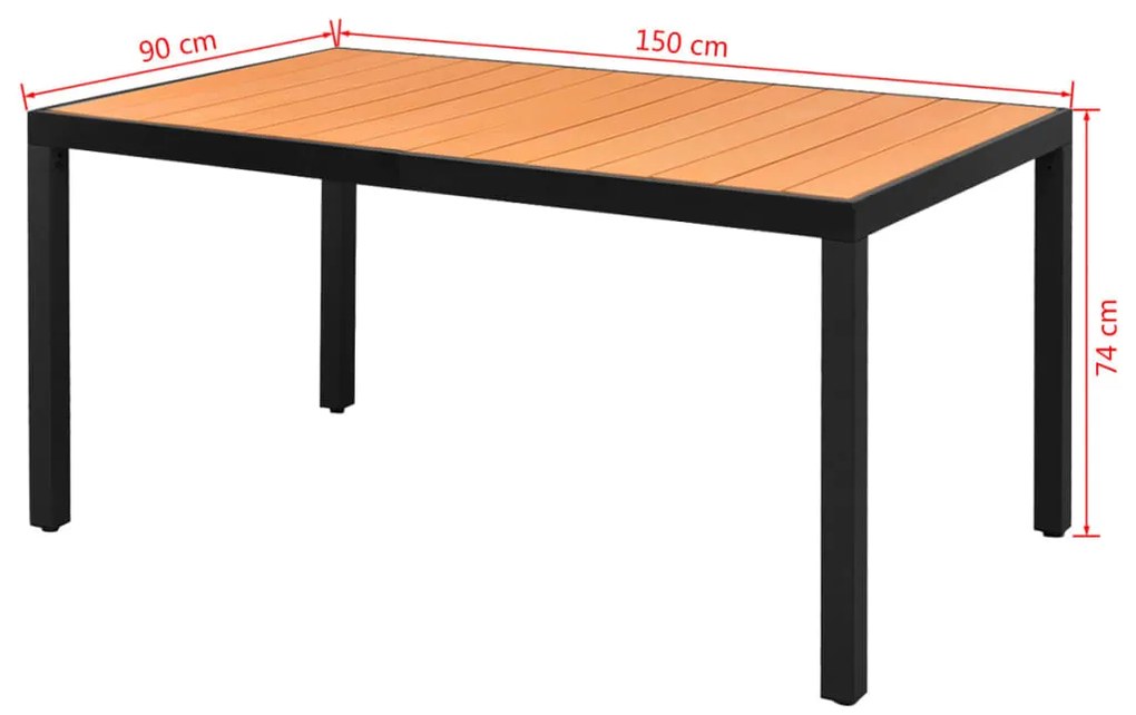 ΤΡΑΠΕΖΙ ΚΗΠΟΥ ΚΑΦΕ 150 X 90 X 74 ΕΚ. ΑΠΟ ΑΛΟΥΜΙΝΙΟ / WPC 42794