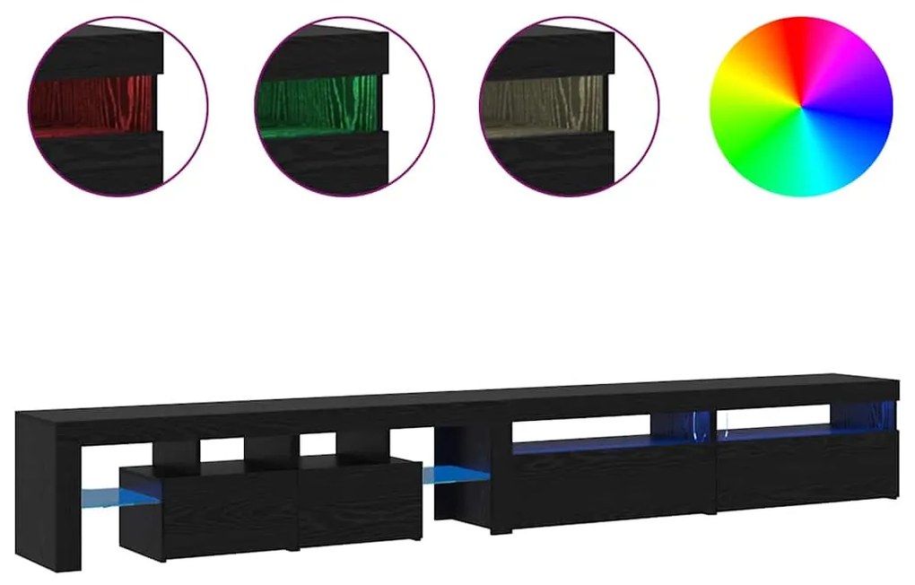 vidaXL Ντουλάπες Τηλεόρασης 3 pcs Μαύρη δρυς 290 x 36.5 x 40 εκ