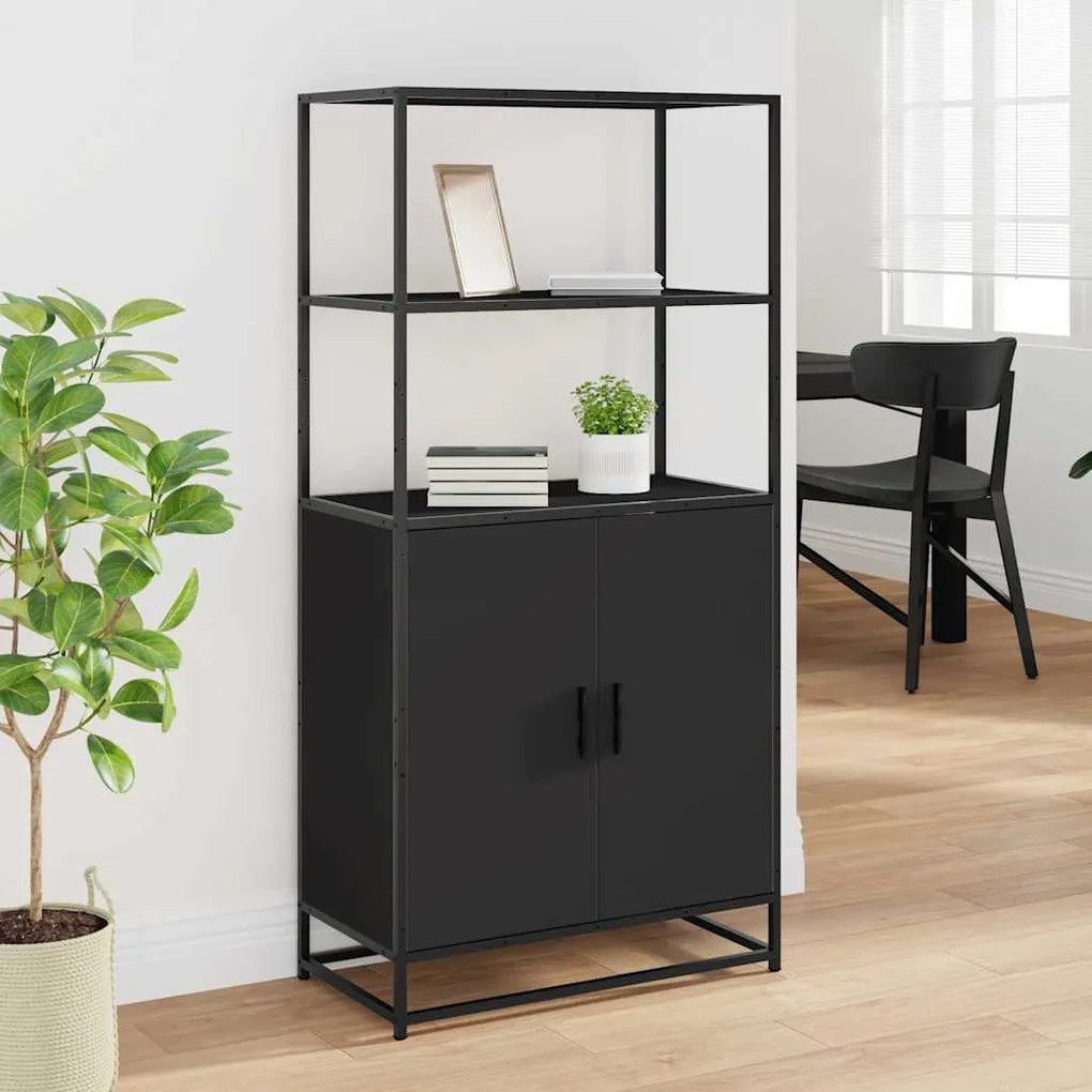 Ντουλάπι Μαύρο από 68x35x139 cm Επεξεργασμένο Ξύλο και μέταλλο - Μαύρο
