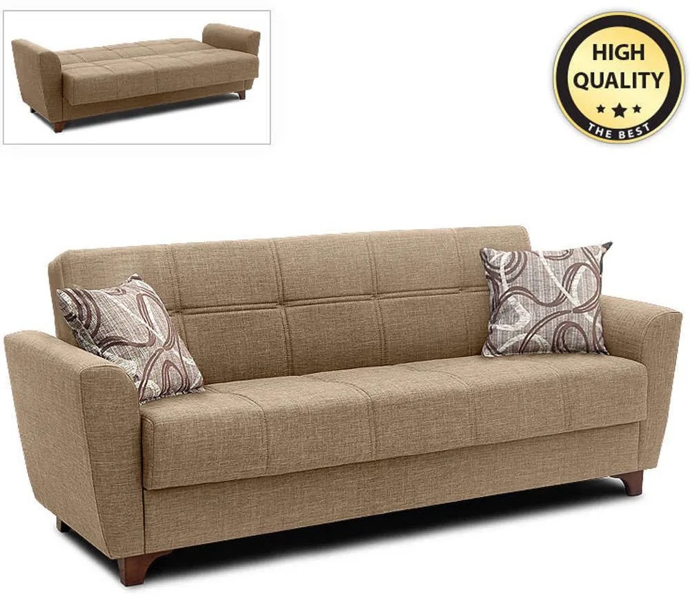 Καναπές - Κρεβάτι Με Αποθηκευτικό Χώρο Jason 0096293 216x85x91cm Beige-Light Brown