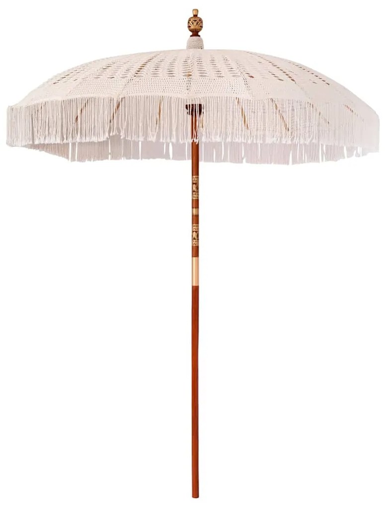 vidaXL Ομπρέλα ηλίου Κρεμ (185-195) x 250 εκ Βαμβάκι και συμπαγές ξύλο