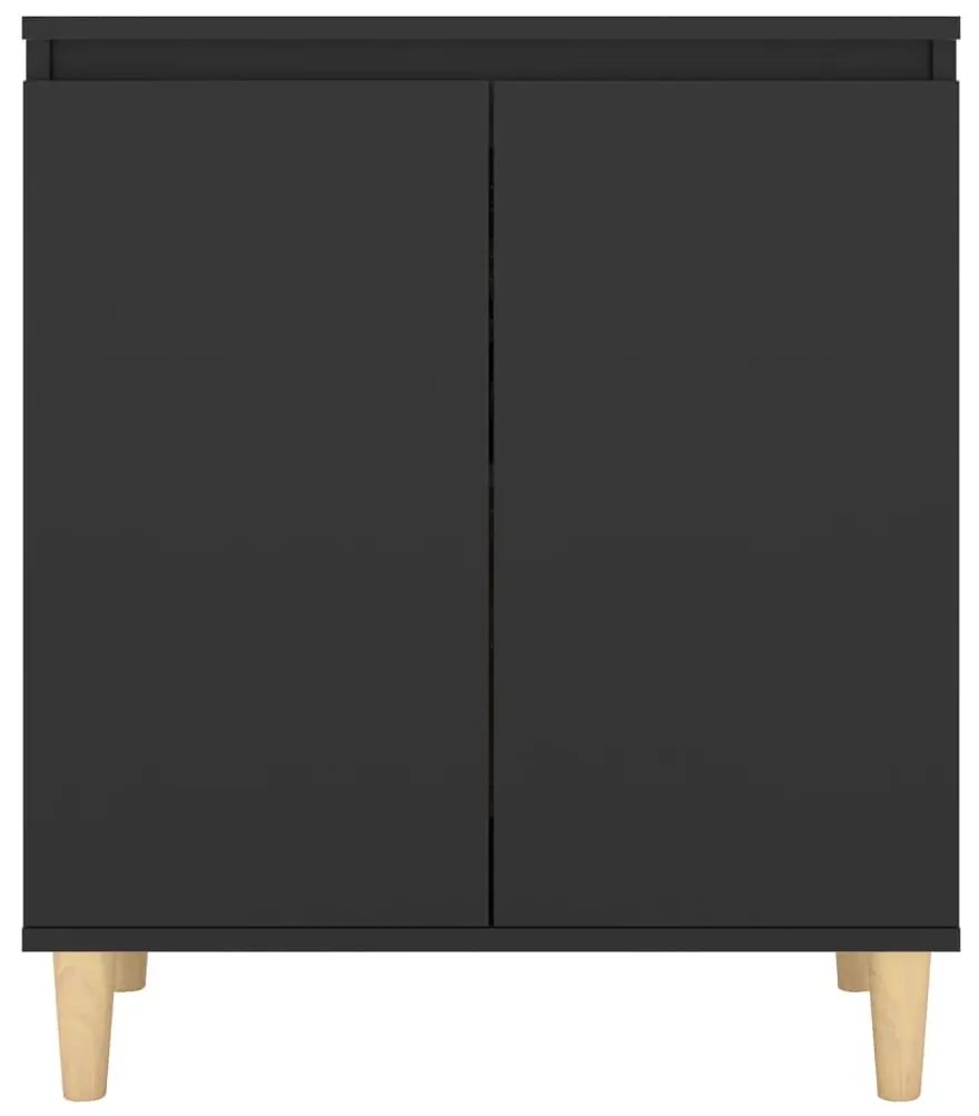 Μπουφές Μαύρος 60 x 35 x 70 εκ. από Μοριοσανίδα με Ξύλινα Πόδια - Μαύρο
