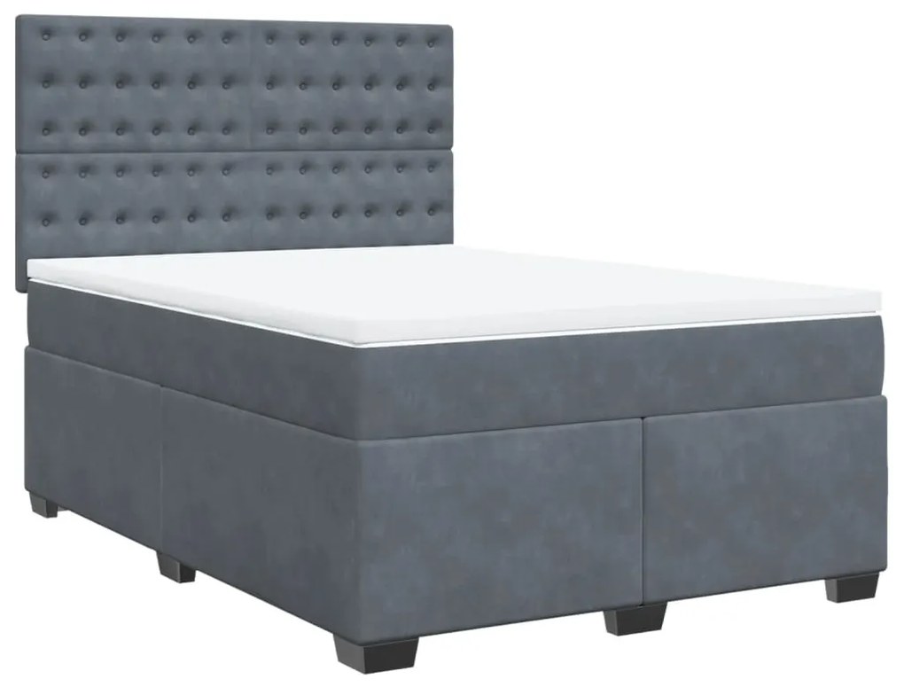 vidaXL Κρεβάτι Boxspring με Στρώμα Σκούρο Γκρι 160x200 εκ. Βελούδινο