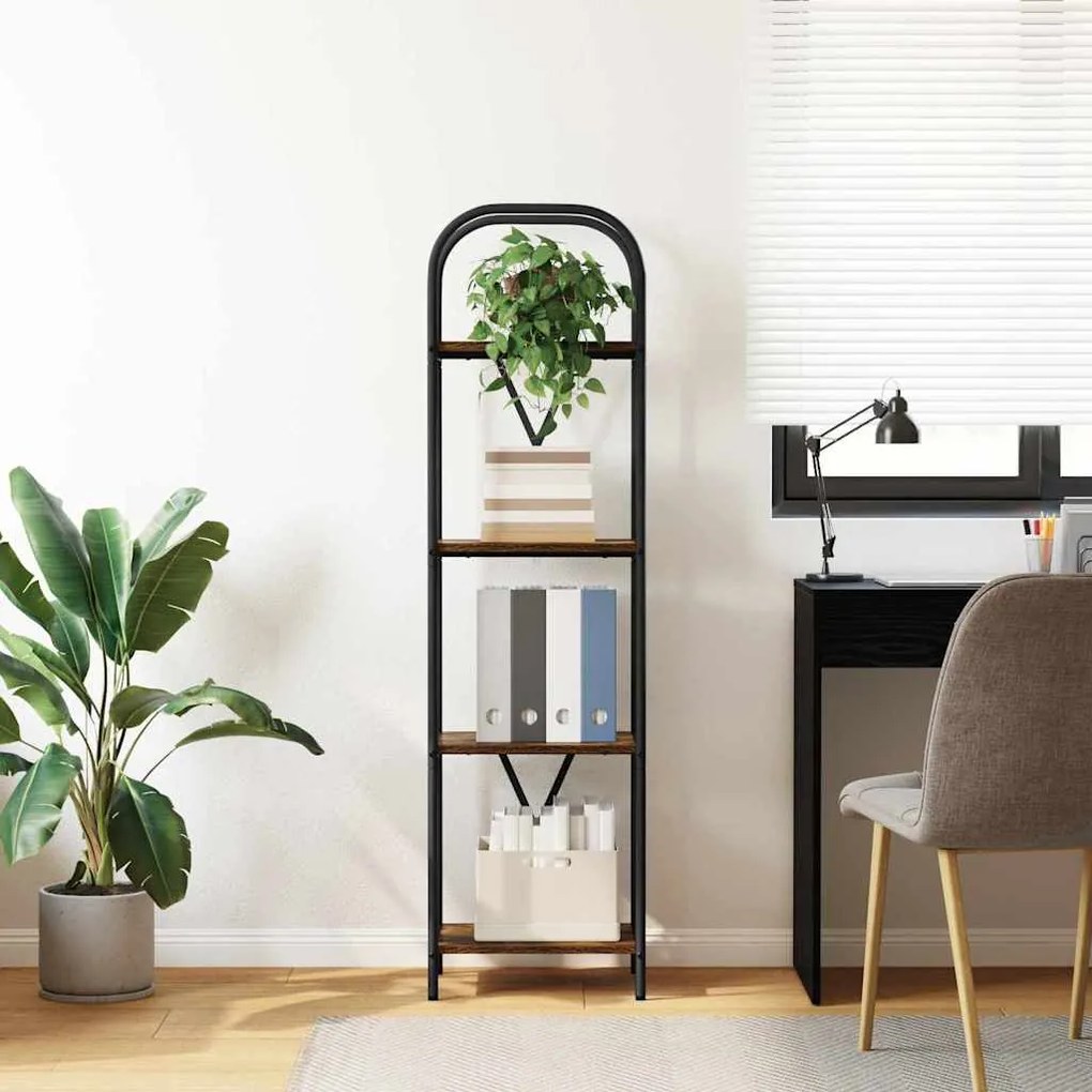 vidaXL Ράφι Βιβλίων Καπνιστή δρυς 40 x 30 x 146 εκ Επεξεργασμένο ξύλο