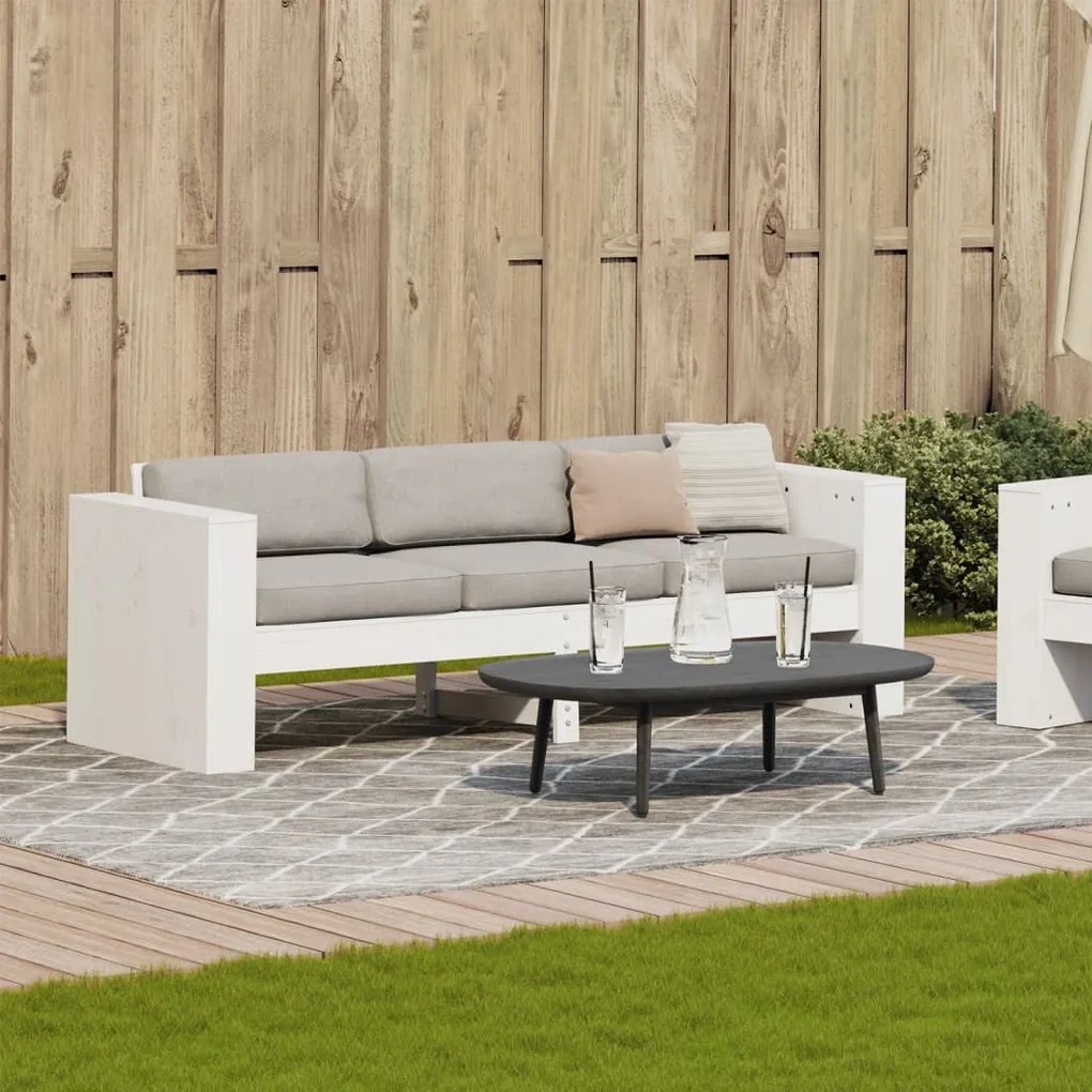 vidaXL Καναπές Κήπου Τριθέσιος Λευκός 189x60x62 εκ. Μασίφ Ξύλο Πεύκου