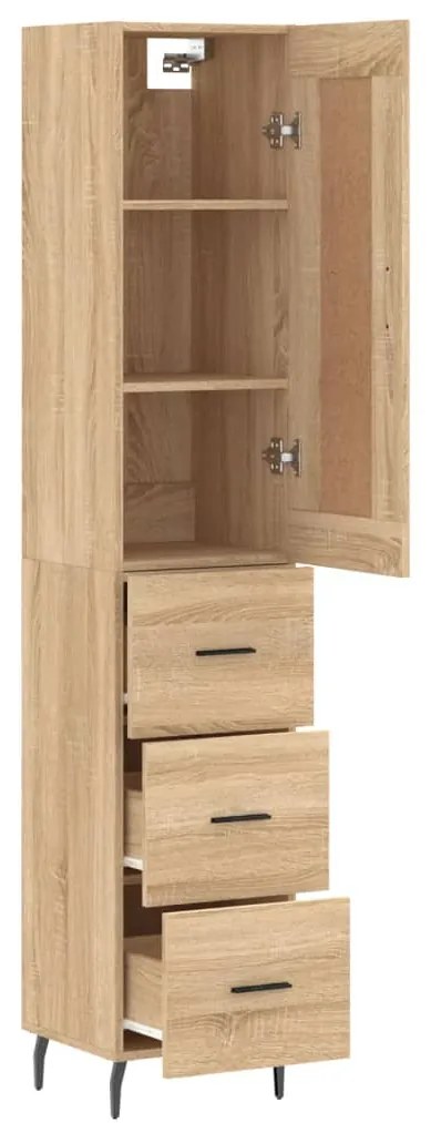vidaXL Μπουφές Sonoma δρυς 34,5 x 34 x 180 εκ. από Επεξεργασμένο Ξύλο