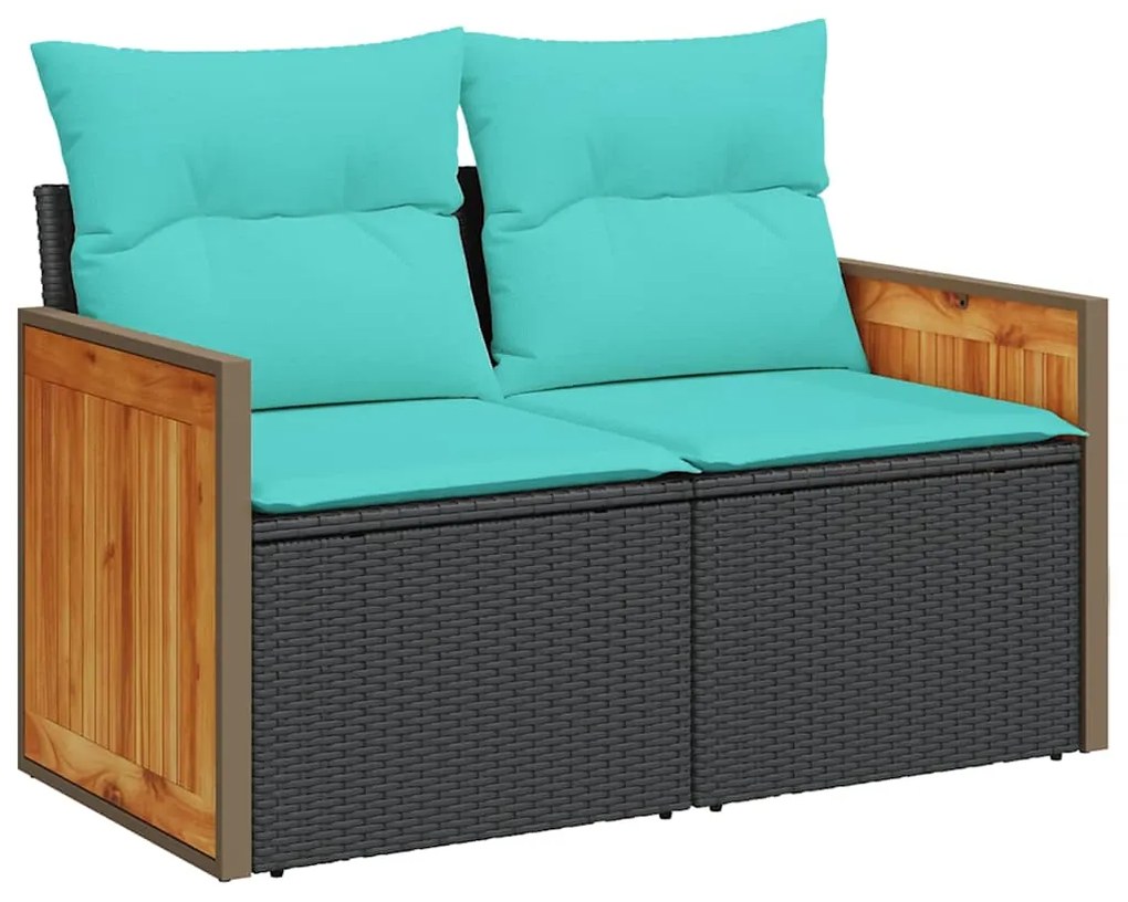 vidaXL Σετ Καναπέ Κήπου 5 Τεμαχίων Μαύρο Συνθετικό Ρατάν με Μαξιλάρια