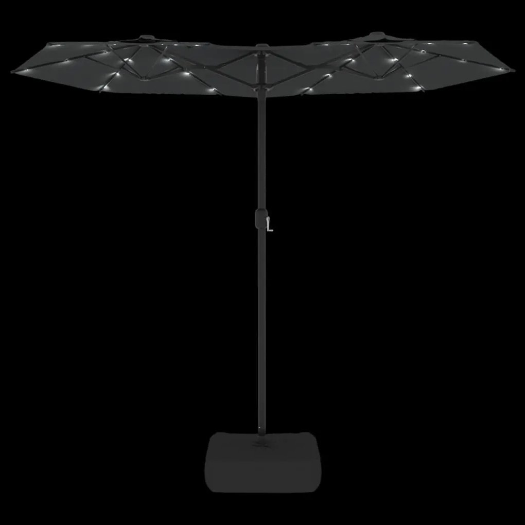 vidaXL Ομπρέλα με Διπλή Κορυφή και LED Ανθρακί 316 x 240 εκ.