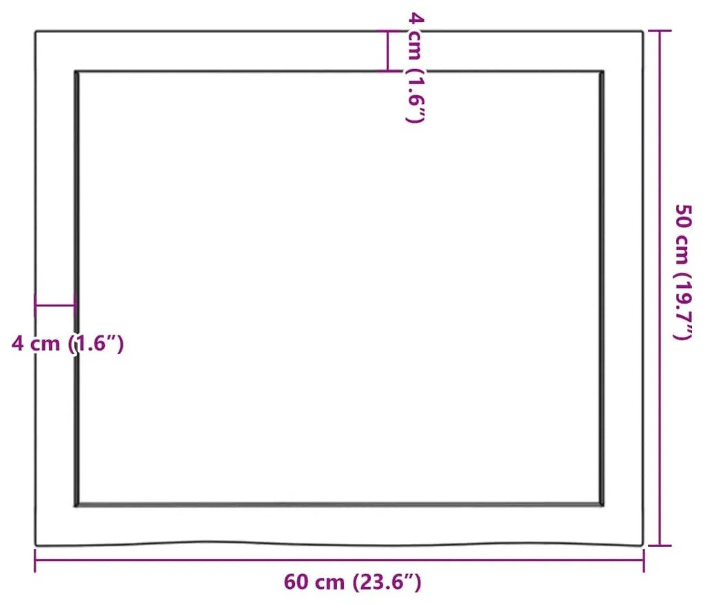 Ράφι Τοίχου 60x50x(2-4) εκ. από Ακατέργαστο Μασίφ Ξύλο Δρυός - Καφέ