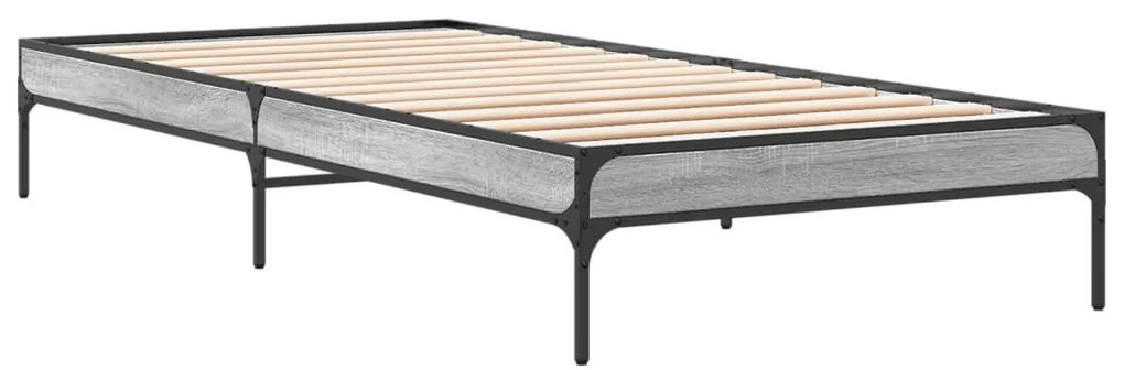 vidaXL Πλαίσιο Κρεβατιού Γκρι Sonoma 90x200 εκ. Επεξ. Ξύλο & Μέταλλο