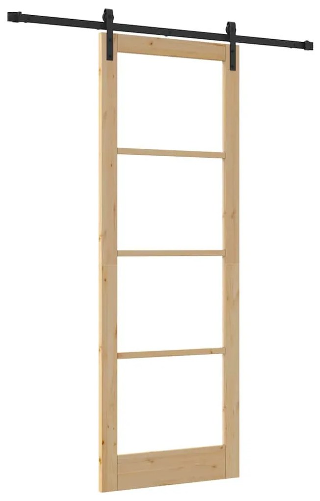 vidaXL Συρόμενη Πόρτα ORKDAL Καφέ 83 x 232 εκ. Μασίφ ξύλο πεύκου