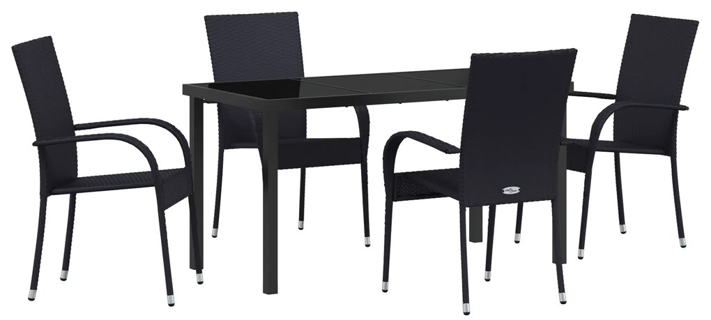 vidaXL Σετ τραπεζαρίας 5 κομματιών από την σε μαύρο πολυροτάν