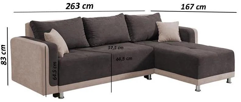 Γωνιακός Καναπές Preston Καφέ - Μπέζ 263x167x83 εκ. 263x167x83 εκ.