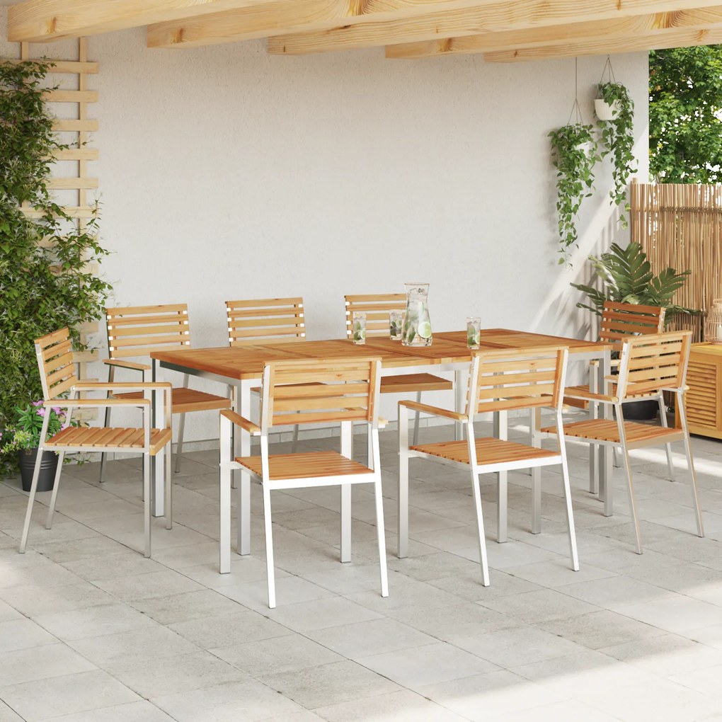 vidaXL Σετ κηπουρικής 9 κομματιών από ξύλο teak και ανοξείδωτο χάλυβα