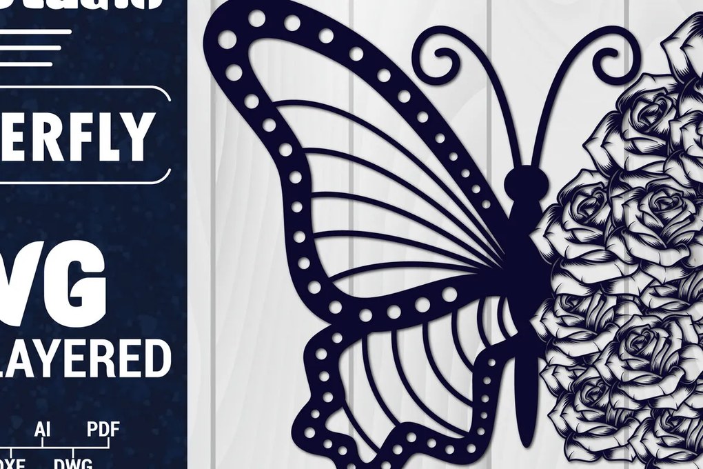 Σετ των 2 Intra απο ξύλο plywood 3mm-4mm πάχος Χαρτί 3D Butterfly Multilayered Δίασταση 1500x1500 cm INTRAFABR-88861596