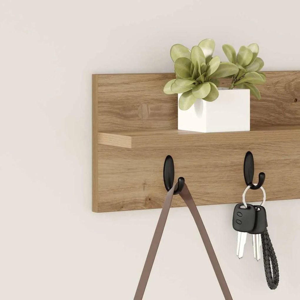 vidaXL Τοίχου Κρεμάστρα με ράφι artisan δρυς 60 x 10.5 x 18 εκ