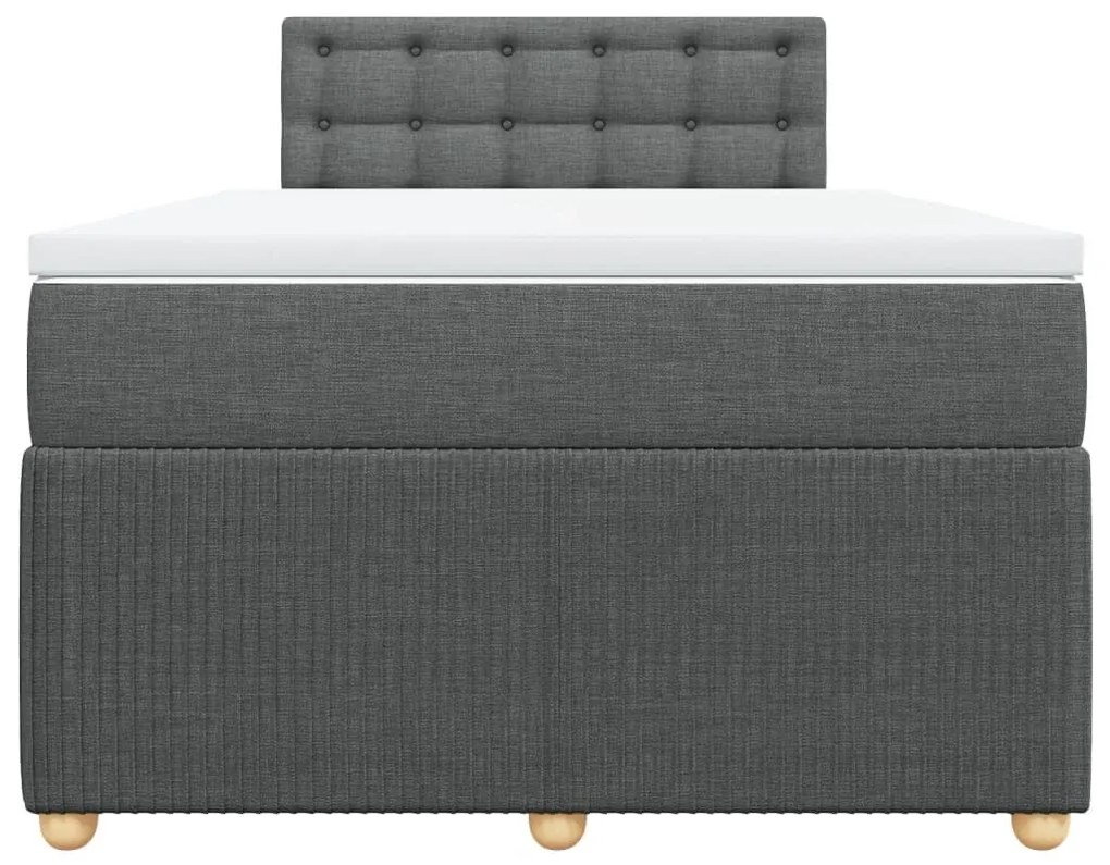 Κρεβάτι Boxspring με Στρώμα Σκούρο Γκρι 120x190 εκ Υφασμάτινο - Γκρι