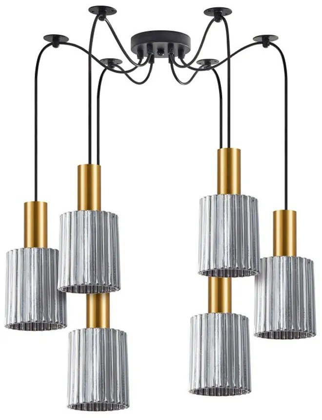 Φωτιστικό Οροφής Adept Tube 77-8575 50x50x300cm 6xE27 60W Gold-Smoke Homelighting Metal, Glass