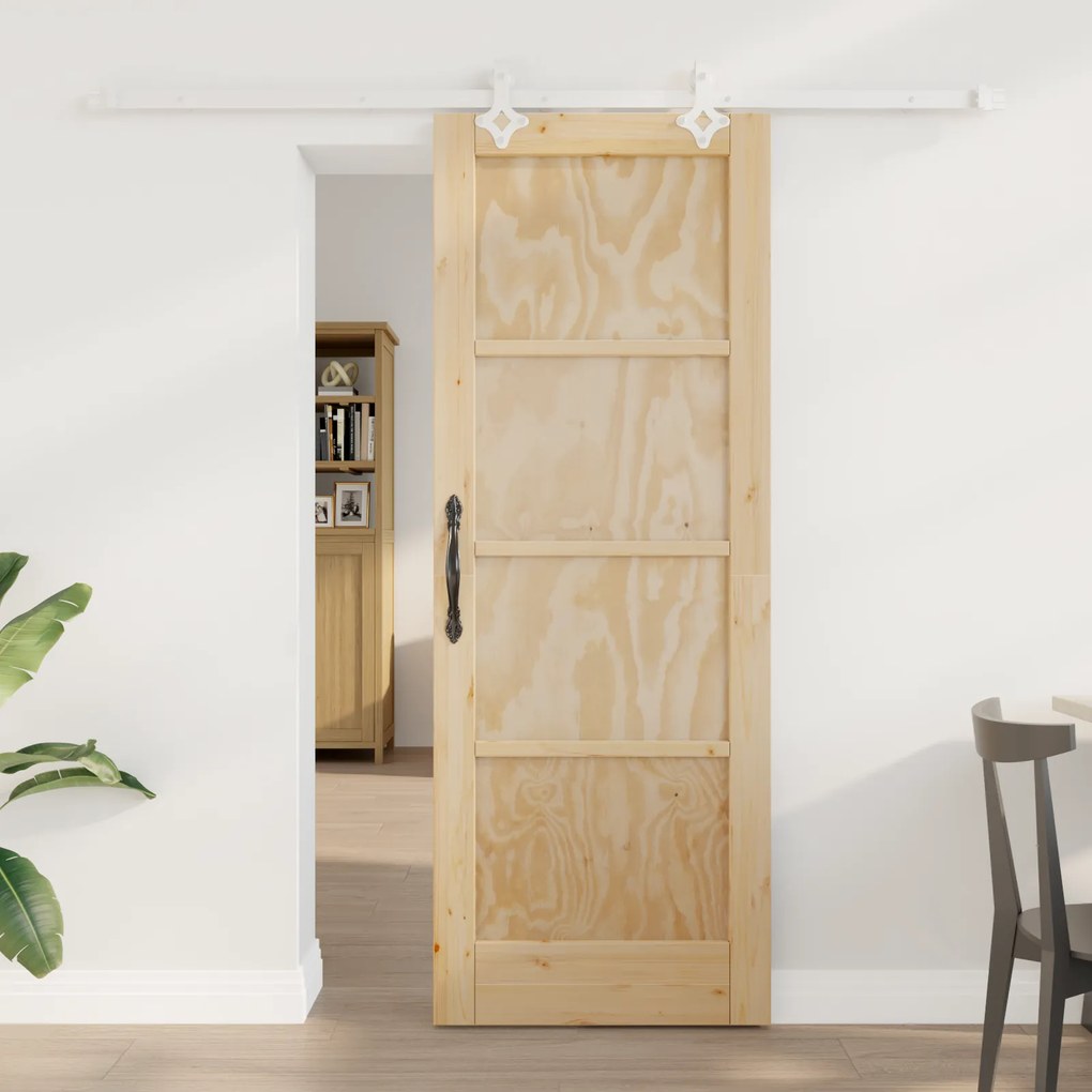 vidaXL Συρόμενη Πόρτα με Σετ Υλικών 73.5x198.5 εκ. Συμπαγές Ξύλο Πεύκου