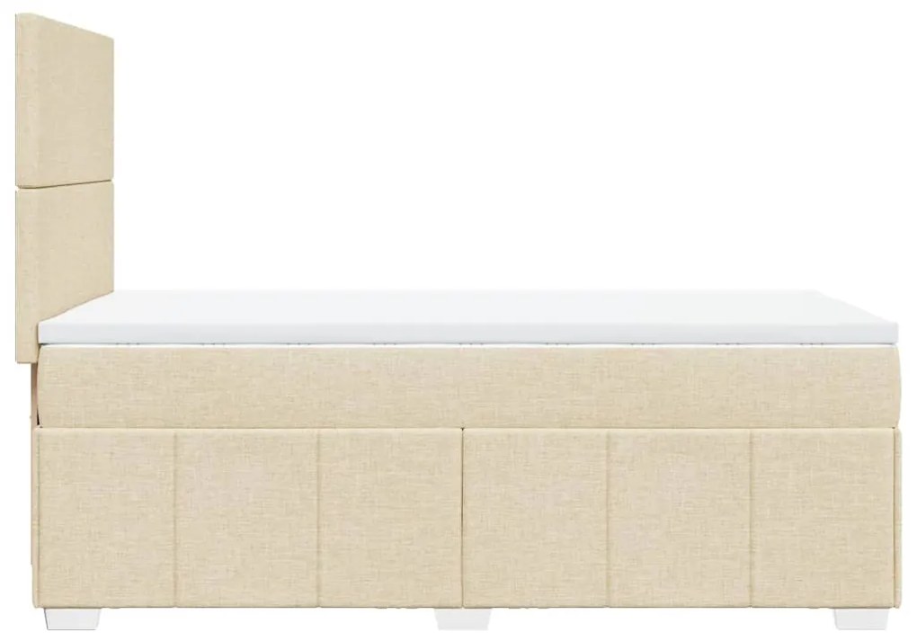 vidaXL Κρεβάτι Boxspring με Στρώμα Κρεμ 90x190 εκ.Υφασμάτινο