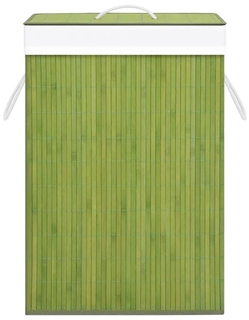Καλάθι Άπλυτων με 2 Τμήματα Πράσινο 72 Λίτρα από Μπαμπού - Πράσινο